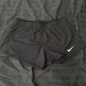 Nike Black Dri-FIT Athletic Shorts with White Swoosh